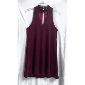 NASTY GAL Burgundy Chateau Vegan Suede Dress - Small